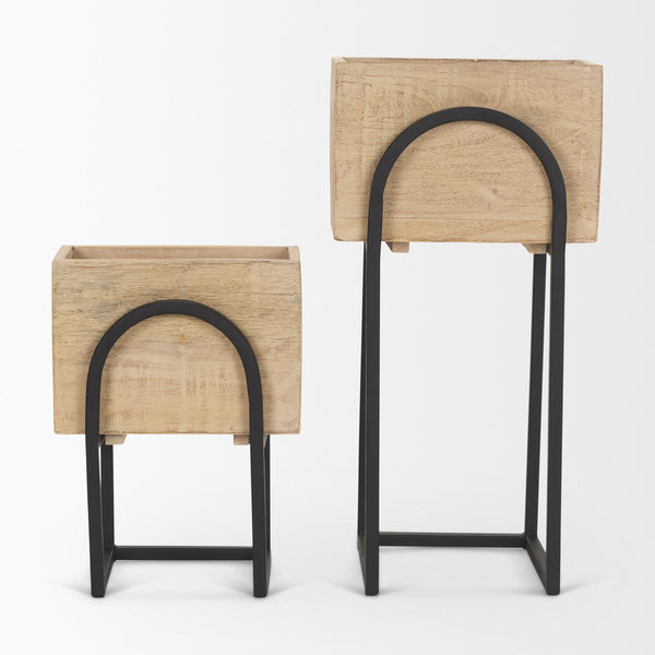 Jadine Set of 2  Beige Wood w/ Black Metal Arch Frames