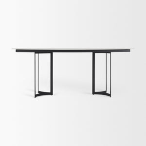 Tanner I 71L x 35W Rectangular White Marble W/ Metal Base Dining Table