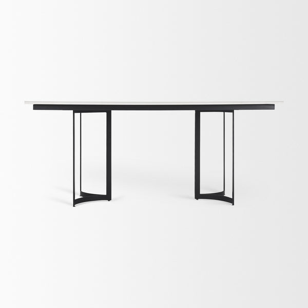Tanner I 71L x 35W Rectangular White Marble W/ Metal Base Dining Table