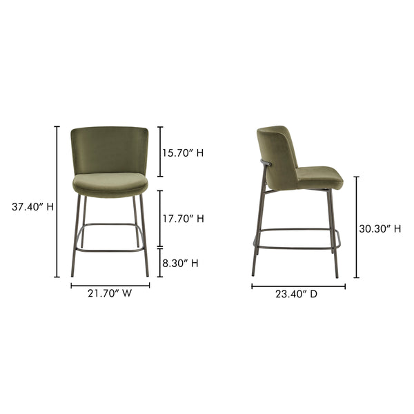 Early Counter Stool Faux Mohair Green