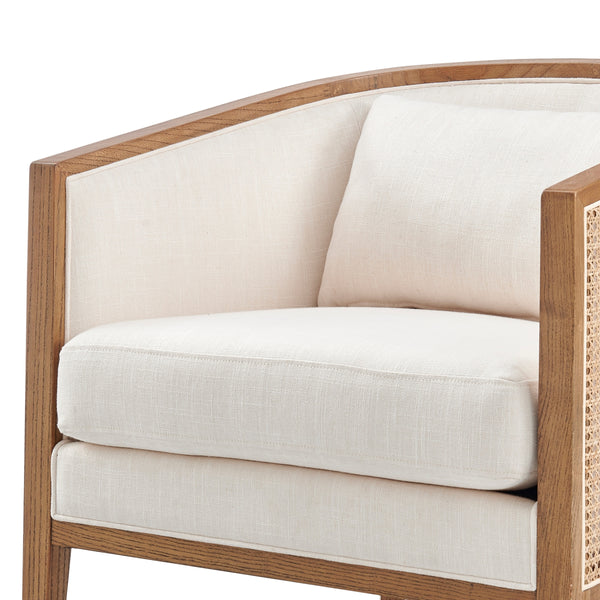Tillman Fabric Accent Arm Chair w/ Rattan, Shortbread/Natural