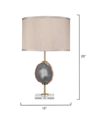Agate Slice Table Lamp with Linen Shade