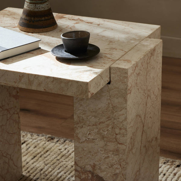 Romano End Table In Desert Taupe Marble
