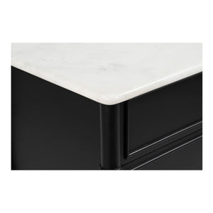 Eleanor Nightstand in Black with Marble Top