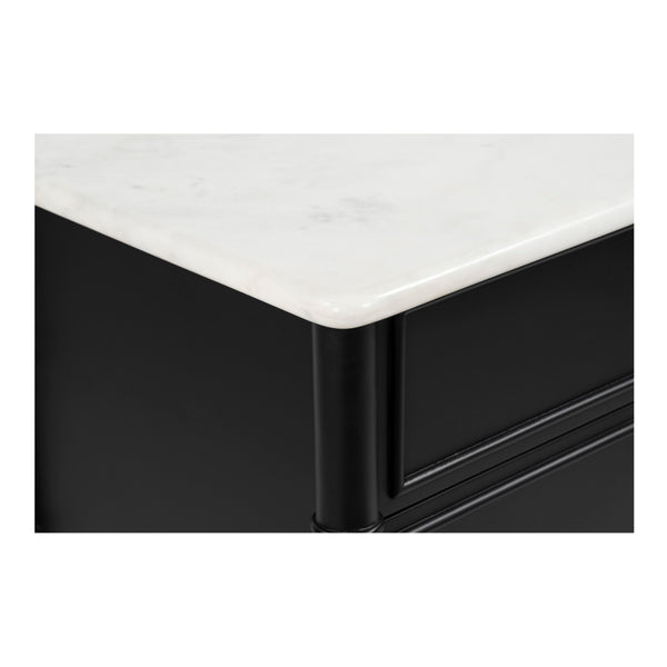Eleanor Nightstand in Black with Marble Top