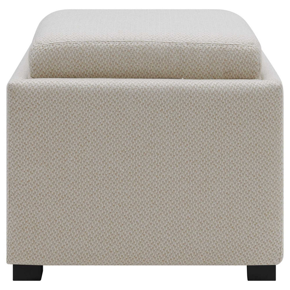 Cameron Square Fabric Storage Ottoman w/ tray In Cardiff Cream