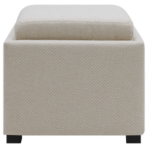 Cameron Square Fabric Storage Ottoman w/ tray In Cardiff Cream