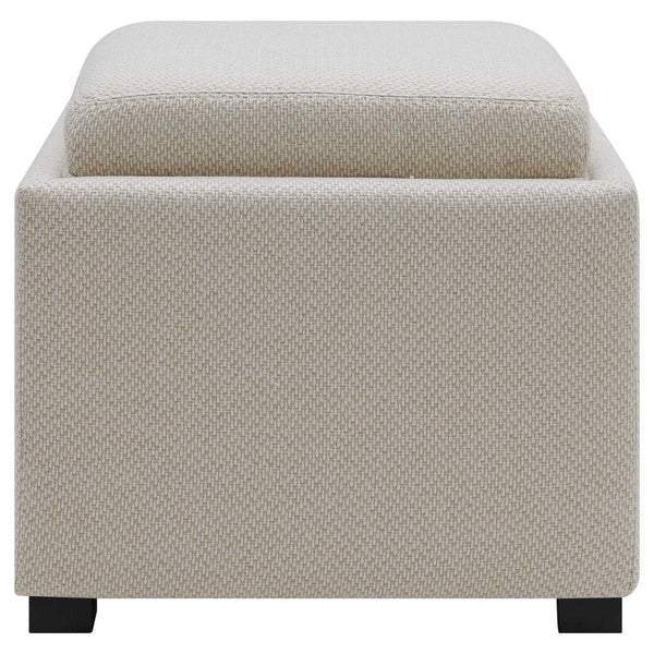 Cameron Square Fabric Storage Ottoman w/ tray In Cardiff Cream