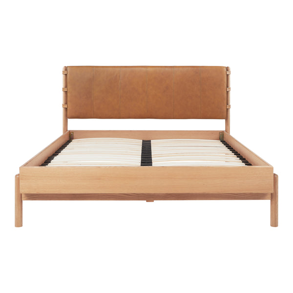 Colby King Bed with Leather Headboard and Oak Legs