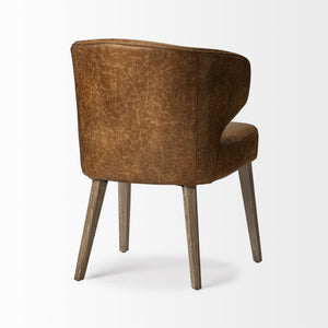 Niles 22.5L x 24.0W x 32.0H Brown Faux Leather Seat W/Brown Wooden Legs Wingback Dining Chair