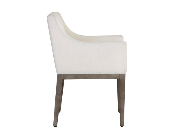 MALIK DINING ARMCHAIR - ASH GREY - LINOSO IVORY