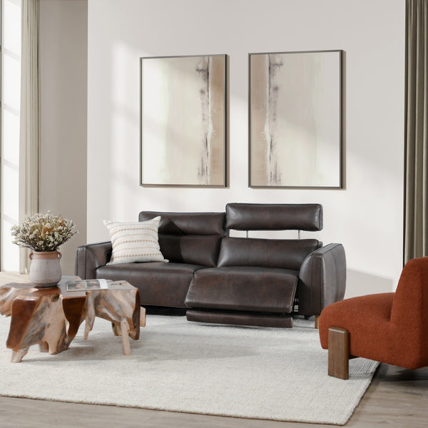 Conway Power Recliner Sofa in Brown Leather