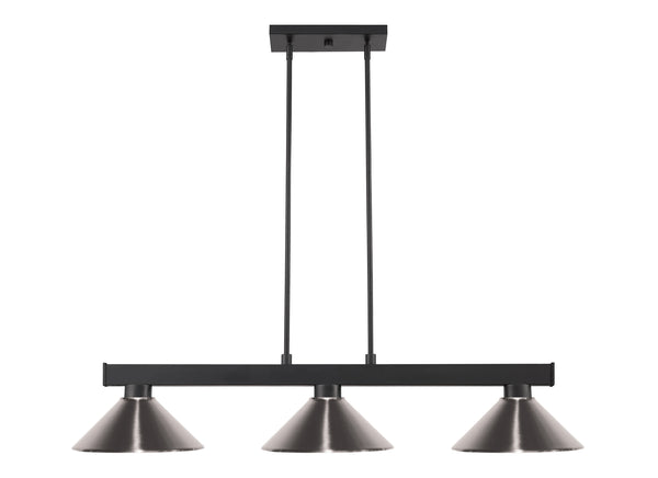 Cobalt 3 Light Billiard Light in Matte Black Finish