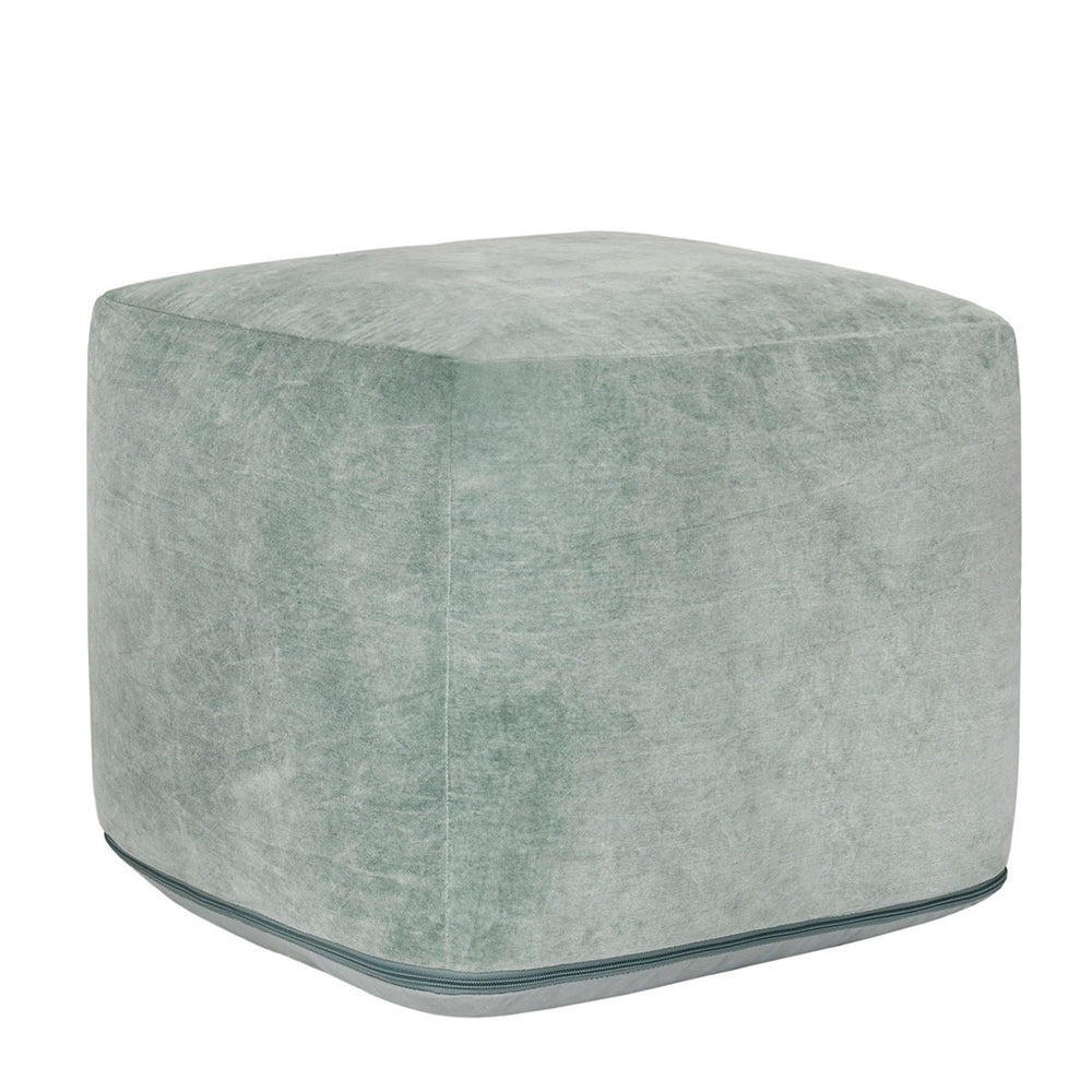 Heirloom Velvet Pouf with Stonewashed Cover