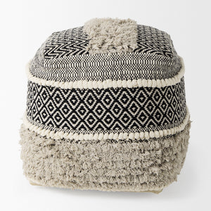 Darika 16.0L x 16.0W x 16.0H Black/White/Gray Cotton Pouf