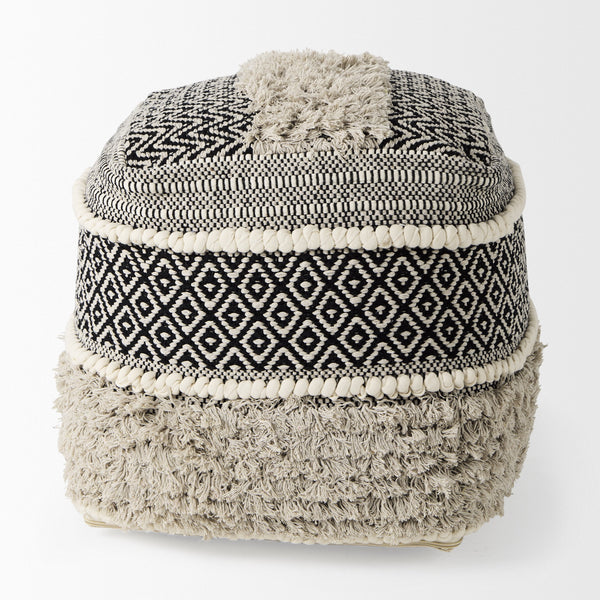 Darika 16.0L x 16.0W x 16.0H Black/White/Gray Cotton Pouf