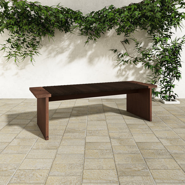 Merritt Dark Brown Teak Outdoor Bench