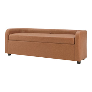 Wendy KD Faux Leather Storage Bench, Vintage Cider