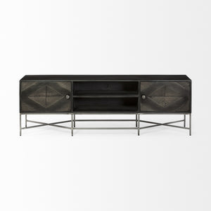 Hogarth I Dark Brown Solid Wood TV Stand Media Console with Storage, TV up to 81"