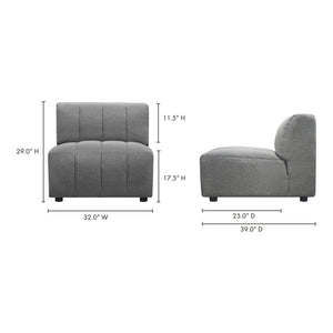 Moe's Lyric Slipper Chair in Grey with Channel Stitching