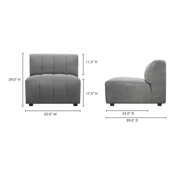 Moe's Lyric Slipper Chair in Grey with Channel Stitching