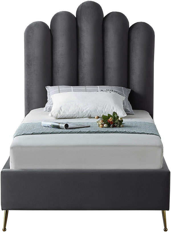 Anita Twin Bed In Grey Velvet