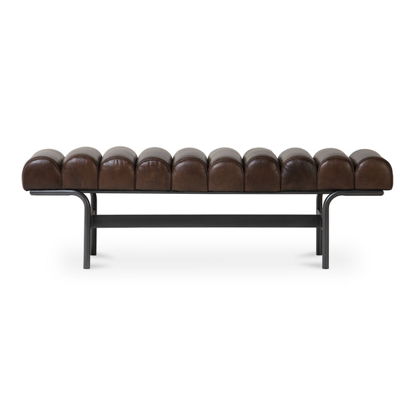 Moe's Harrison Dark Brown Leather Bench