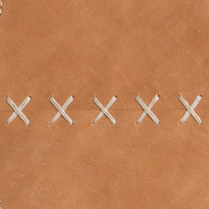 Round Cross Stitch Round Wall Mirror, Buff Leather