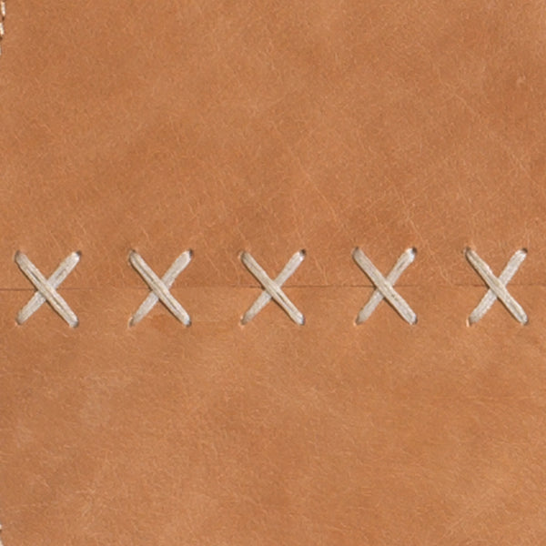 Round Cross Stitch Round Wall Mirror, Buff Leather
