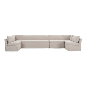 Moe's Fable Slipcover Dining Banquette U-Shape Beige 168"