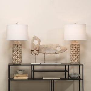 Flora Resin Table Lamp, White Wash