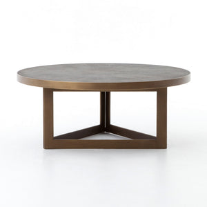 Shagreen Round Coffee Table-Antique Bras
