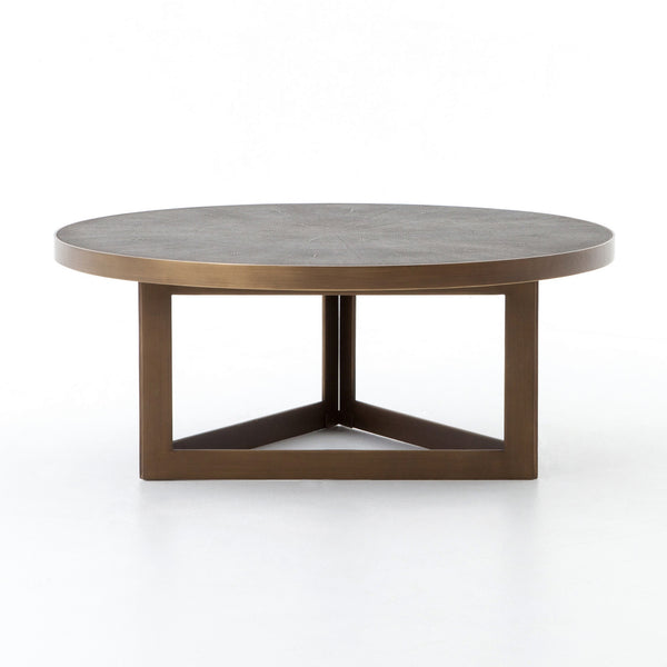 Shagreen Round Coffee Table-Antique Bras