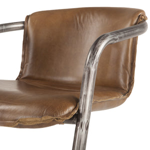 Portofino Distressed Chestnut Leather Counter Chair