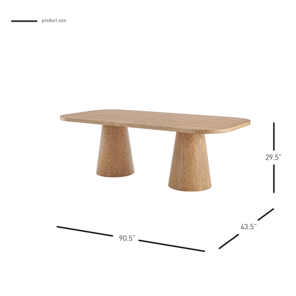 Briston KD 90.5" Dining Table, Natural 