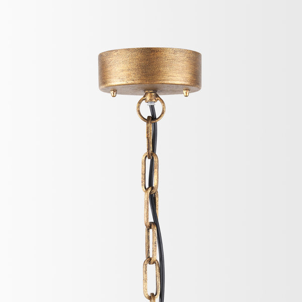 Rhone Gold Metal and Wood Beaded Chandelier