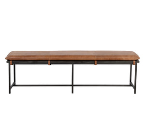 ZANCOR BENCH - GUNMETAL - TAN LEATHER