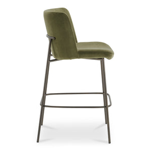 Moe's Early Bar Stool in Green Faux Mohair