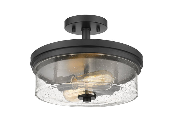 Bohin 2 Light Semi Flush Mount in Matte Black Finish
