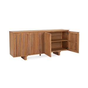 Roya Solid Wood 4-Door Cabinet in Tawny Brown Finish