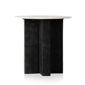 Terrell Round End Table In Plsh White