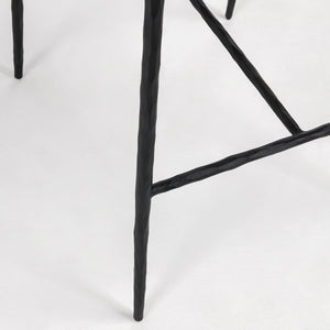 Mayer Leather Bar Stool with Hammered Iron Legs