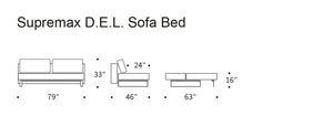 SUPREMAX D.E.L. SLEEPER SOFA in MELANGE LIGHT GREY FABRIC WITH Chrome legs 538