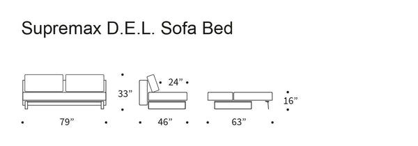 SUPREMAX D.E.L. SLEEPER SOFA in MELANGE LIGHT GREY FABRIC WITH Chrome legs 538