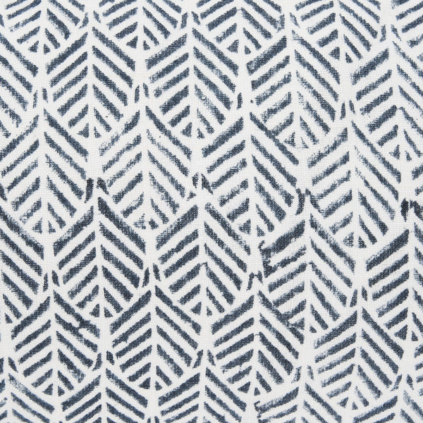 Janelle Cream w/ Indigo Print Linen Lumbar Decorative Pillow Cover
