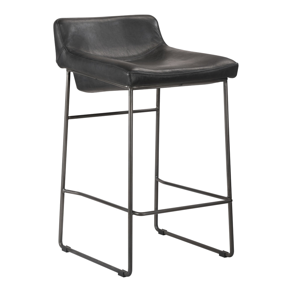 Moe's Starlet Counter Stool Set in Onyx Black Leather
