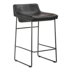 Moe's Starlet Counter Stool Set in Onyx Black Leather