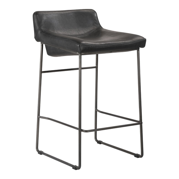 Moe's Starlet Counter Stool Set in Onyx Black Leather