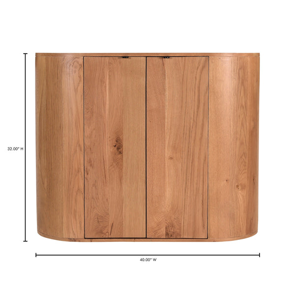 Moe's Theo Natural Oak Curved Cabinet