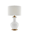 Lilou White Table Lamp In White & Antique Brass